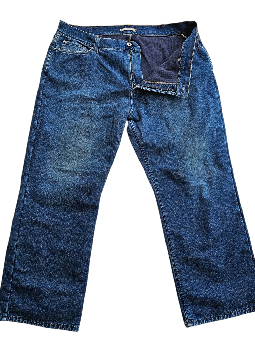 LL Bean Mens Flannel Lined Jeans 40x29 Blue Straight Leg Warm Denim
